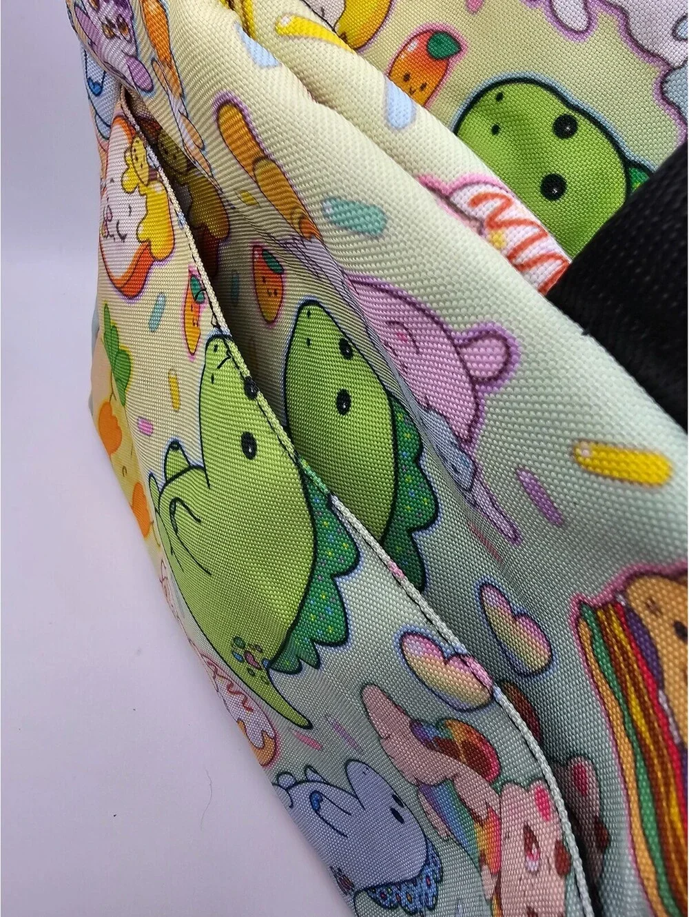 Kawaii Insulated Lunch Tote Bag Dinosaur Unicorn Cat Polyester Zip Top